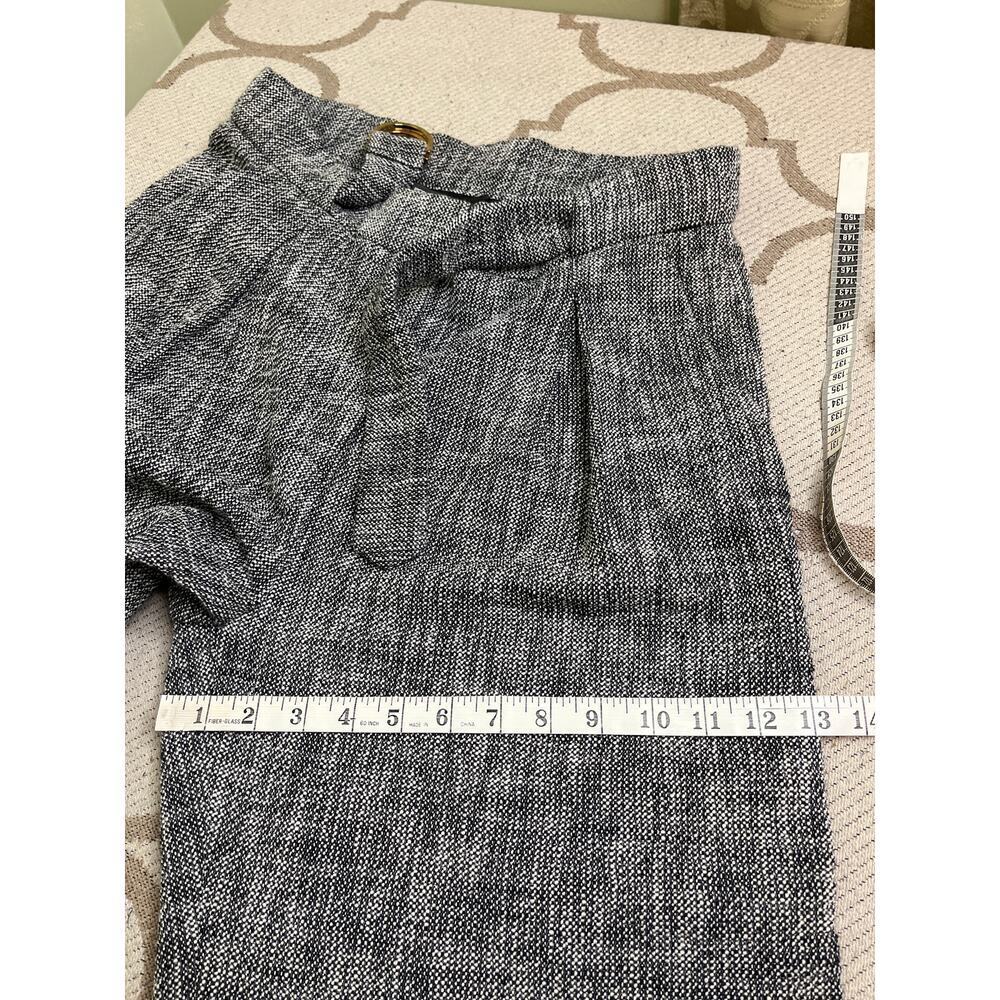 Porsche Design pleated cuffed belt cropped tweed black/white pants,size 38/US 6 - Picture 9 of 16
